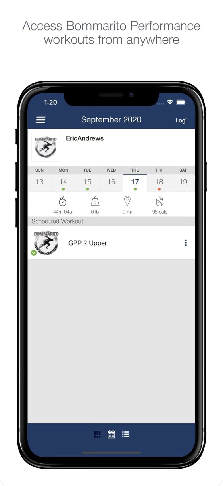 Access your workouts from anywhere in the BPS app