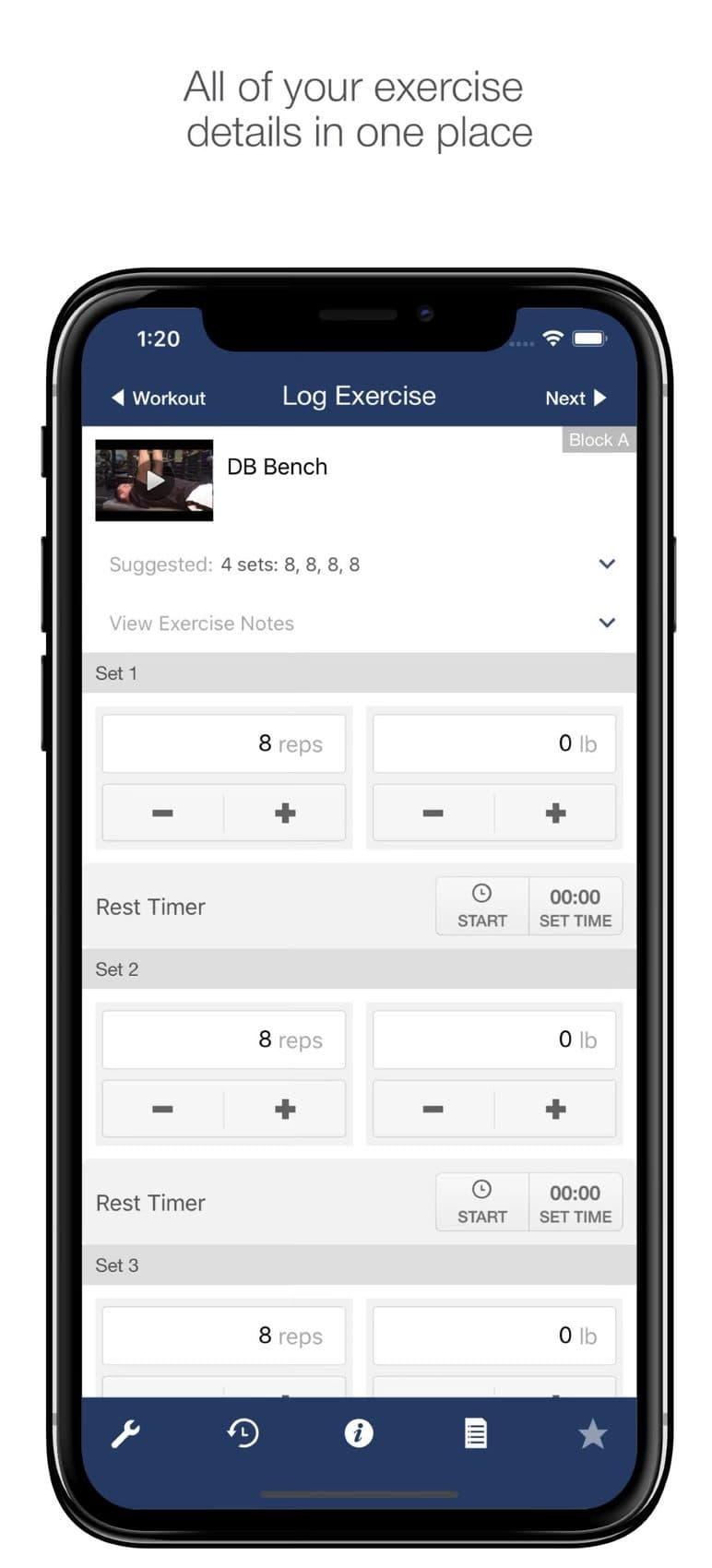 Log every set and exercise in the BPS app